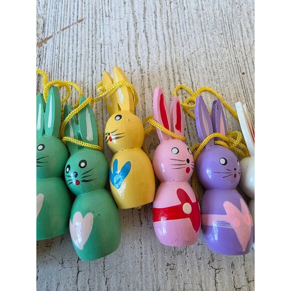 Vintage wooden Easter bunny rabbit ornament spring Xmas tree - Picture 3 of 6